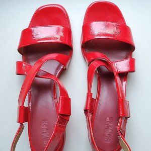 Camper Kobo Red Patent-Leather Sandal
